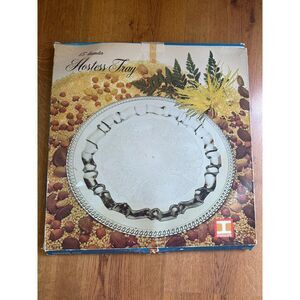 Vintage 1974 Irvinware 15" Round Hostess‎ Tray in Box, Made in USA